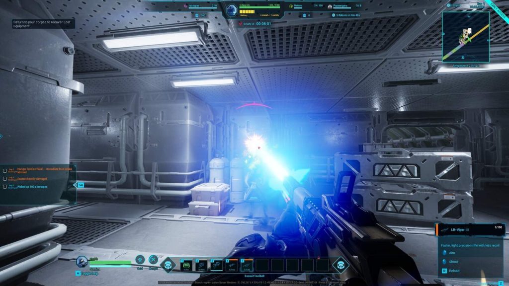 EverRail interior combat with LR-Viper rifle against robotic enemies