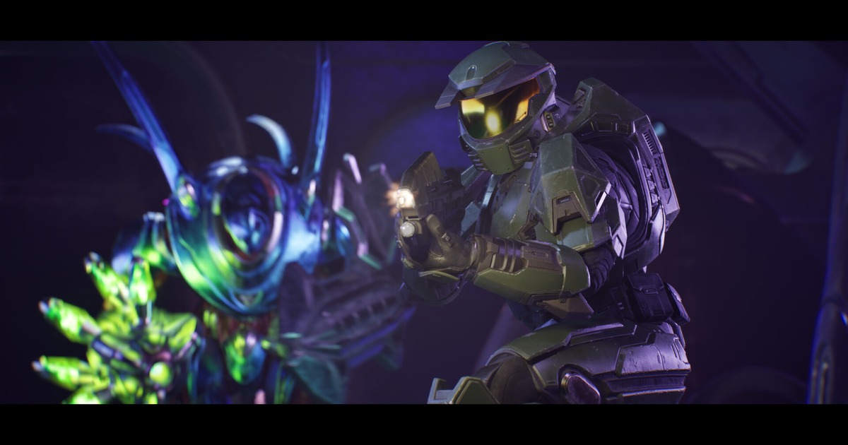 Halo: Campaign Evolved - Master Chief in Mjolnir armor during a cinematic moment from the Unreal Engine 5 remake