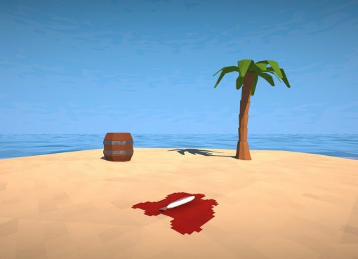 How to Fish official artwork showing a fish on a deserted island