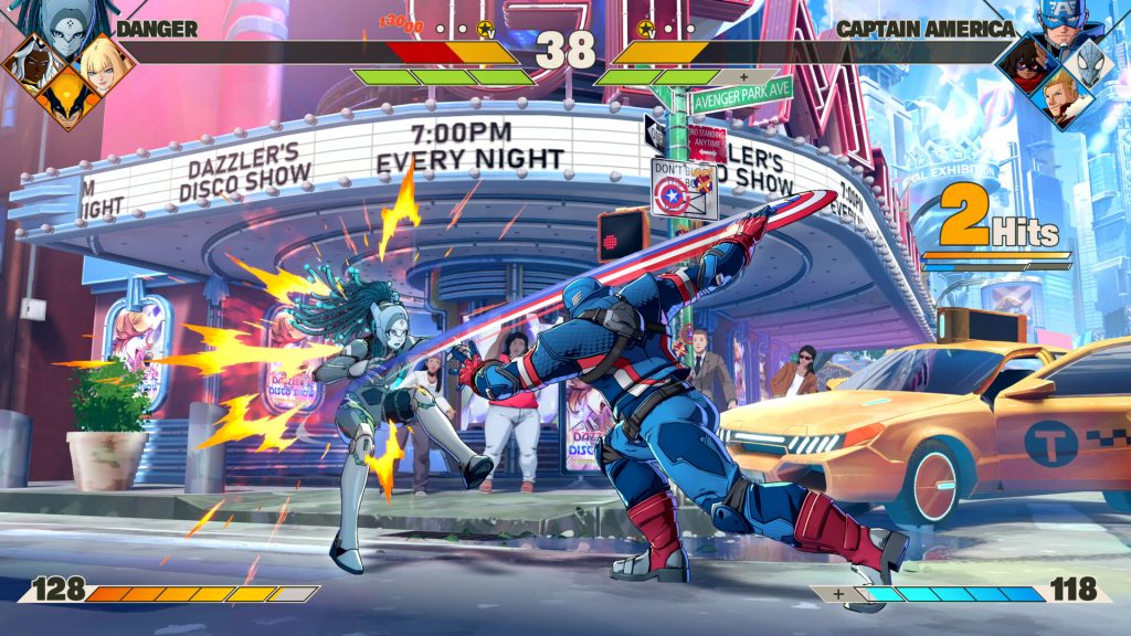 Captain America engaging in combat with Iron Man in a 4v4 tag team battle
