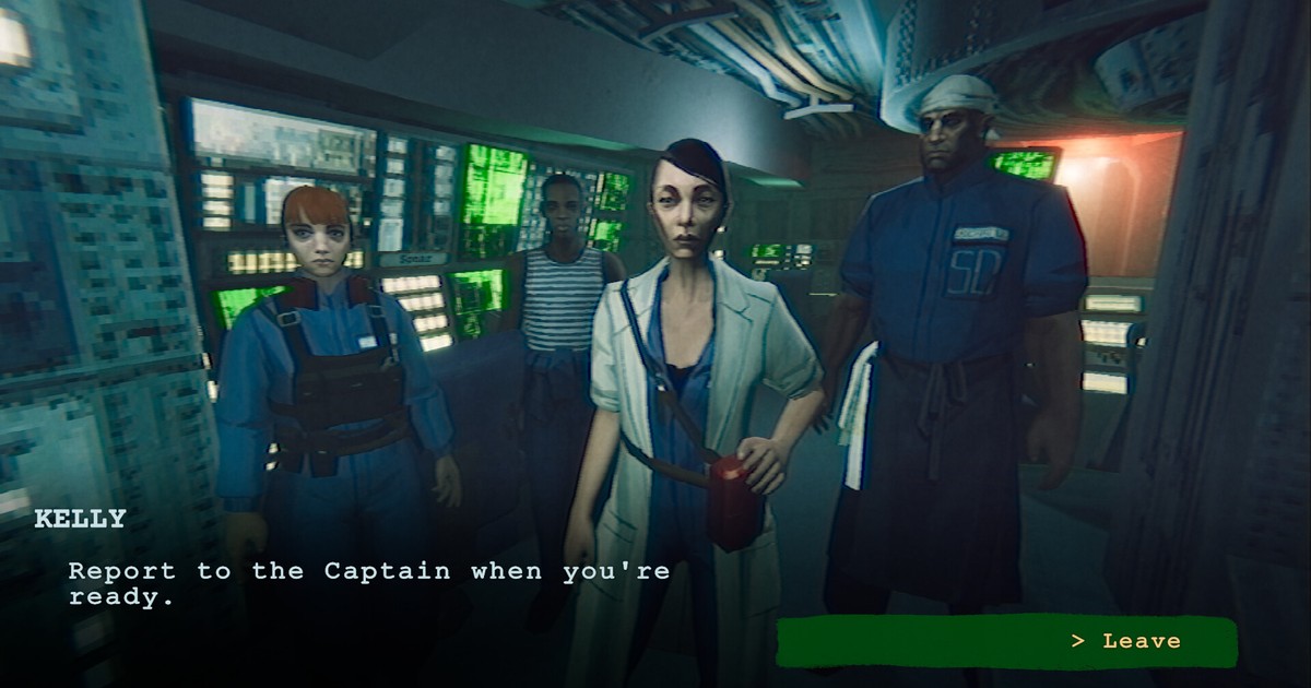 Static Dread submarine crew inside vessel with sonar monitors