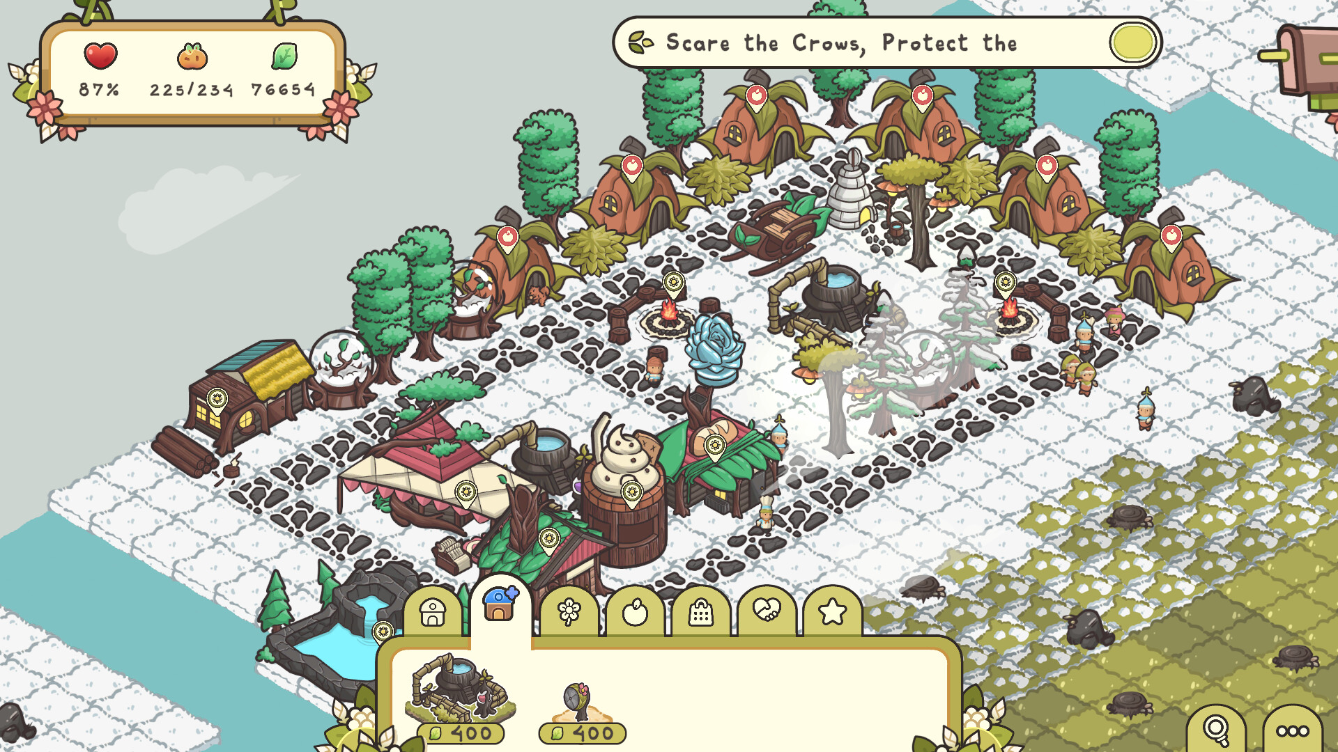A snowy winter biome in Verde with snow-covered buildings