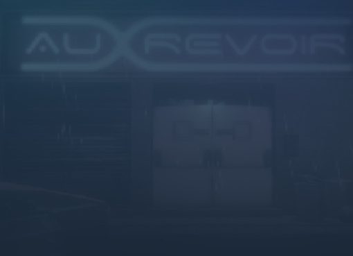 Au Revoir cyberpunk storefront at night