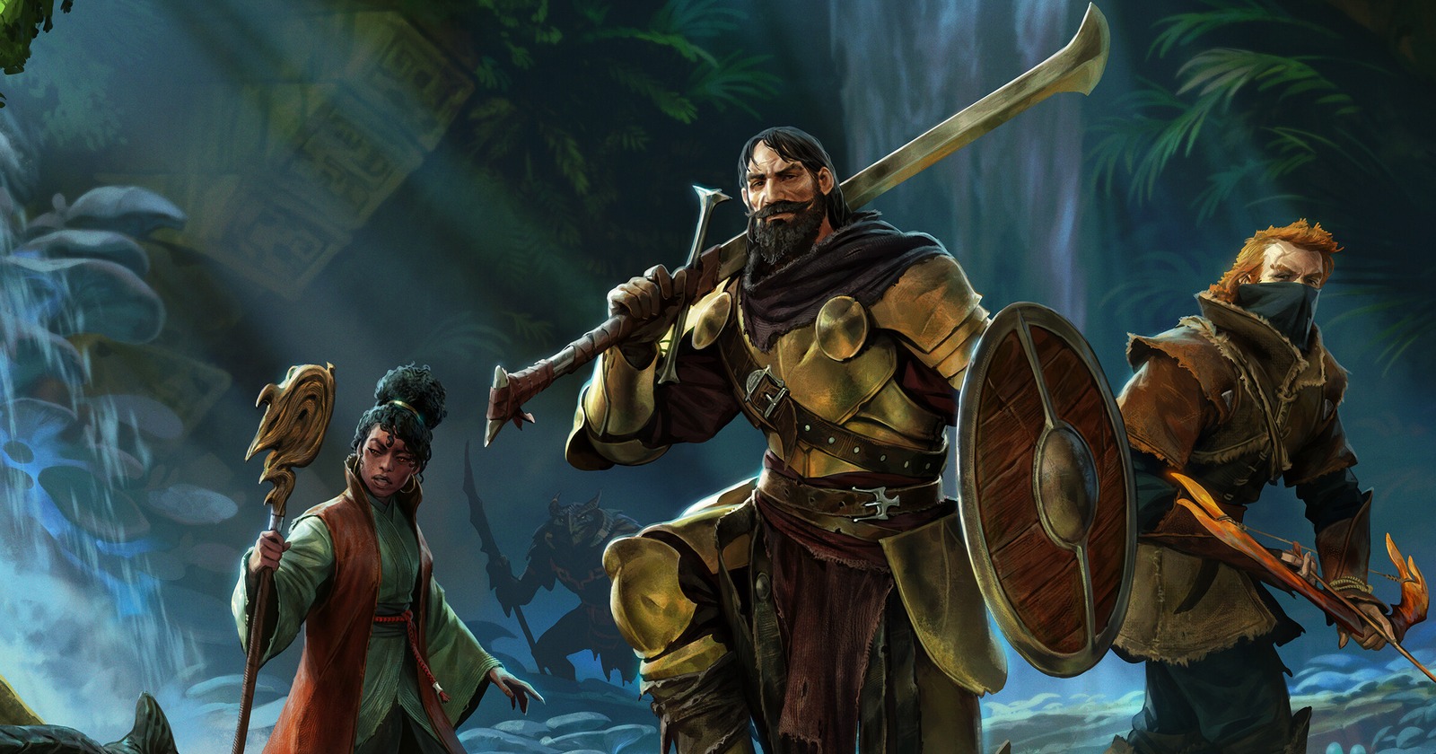 Enshrouded official artwork featuring three adventurers