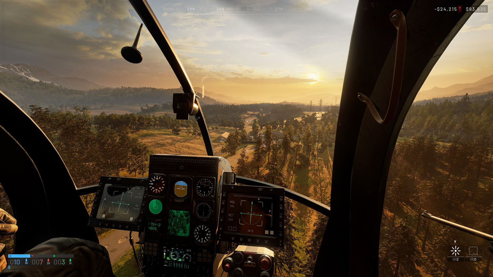 WARDOGS Helicopter Cockpit View During Sunset Flight