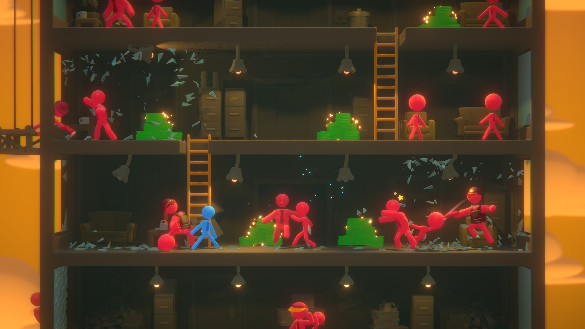Corporate combat in Stick It to the Stickman