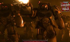 Warhammer 40,000 Dawn of War IV promotional art showing Space Marines and Orks in battle