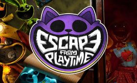 Escape From Playtime key art with the game's purple cat logo and Smiling Critters characters