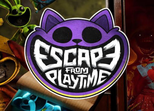 Escape From Playtime key art with the game's purple cat logo and Smiling Critters characters