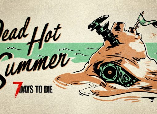7 Days to Die key art with zombie head island and official game logo